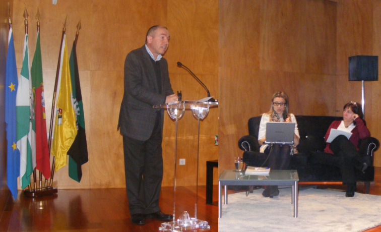 Os dois primeiros conferencistas e a moderadora da manhã: António Fonseca, Mafalda Duarte e Judite Regueiras, respetivamente